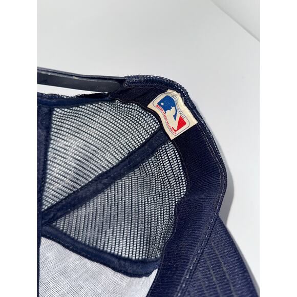 Vintage New York Yankees Hat Cap Snapback Mens Blue MLB Baseball Trucker 90s - Picture 7 of 8